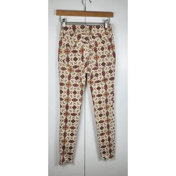 NWOT Free People We The Wild Child Printed Skinny Jeans Raw Hem | Size 25 - Picture 4 of 15